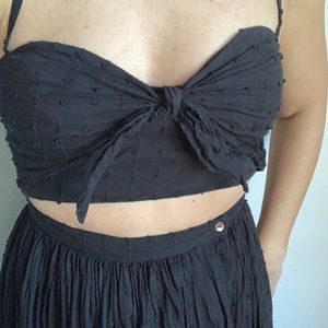 Free people Black halter tie front dress